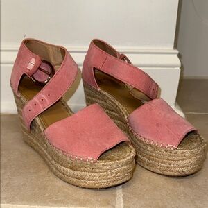 Marc Fisher Alina Espadrille Wedge Sandal in Pink Suede
